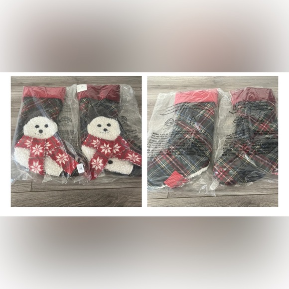 Pottery Barn Plaid Teddy Icon Stockings - Picture 1 of 1